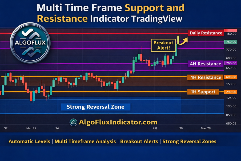 Multi time Frame support and resistance indicator TradingView showing automatic support resistance zones